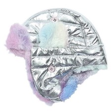 Toby Fairy Newborn Rainbow Faux Fur Trapper Hat New with Tags Silver Soft Sweet