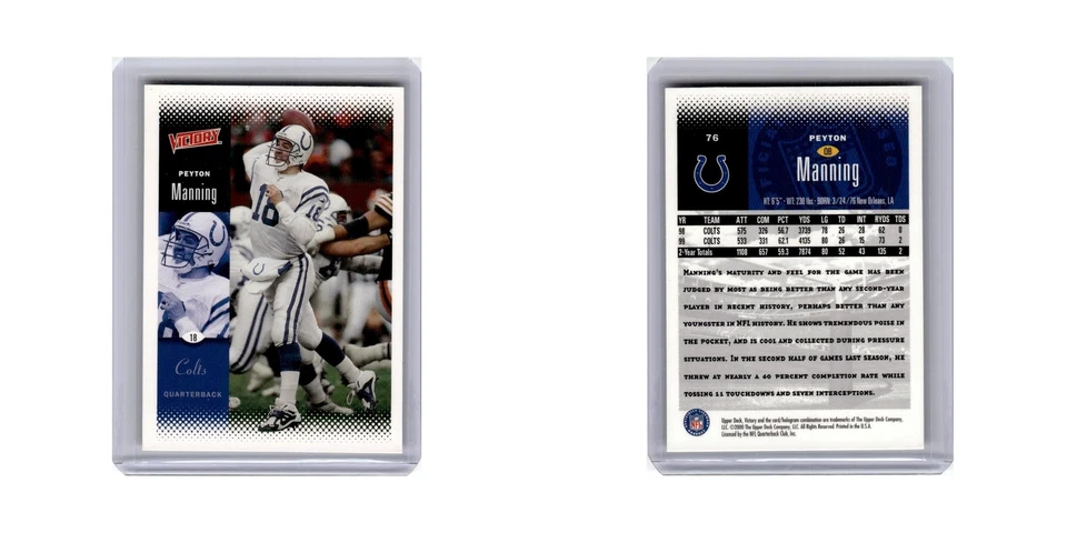 Peyton Manning 2000 Upper Deck Victory #76 Indianapolis Colts Football Card NM - Image 3 of 3