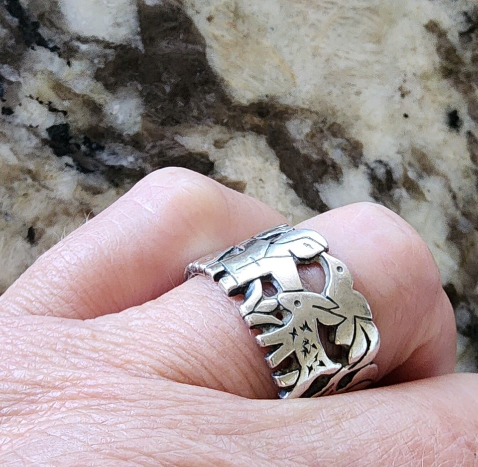 Retired James Avery St. Francis Loves The Animals Deer Bird Ring Size 9
