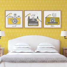 Set of Mustard Yellow Decor Wall Art Prints, Mustard Wall Art, Yellow Grey Art