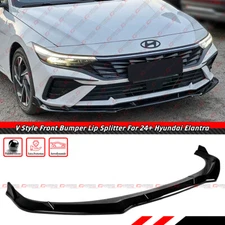 FOR 2024-25 HYUNDAI ELANTRA SE SEL GLOSS BLACK V STYLE FRONT BUMPER LIP SPLITTER
