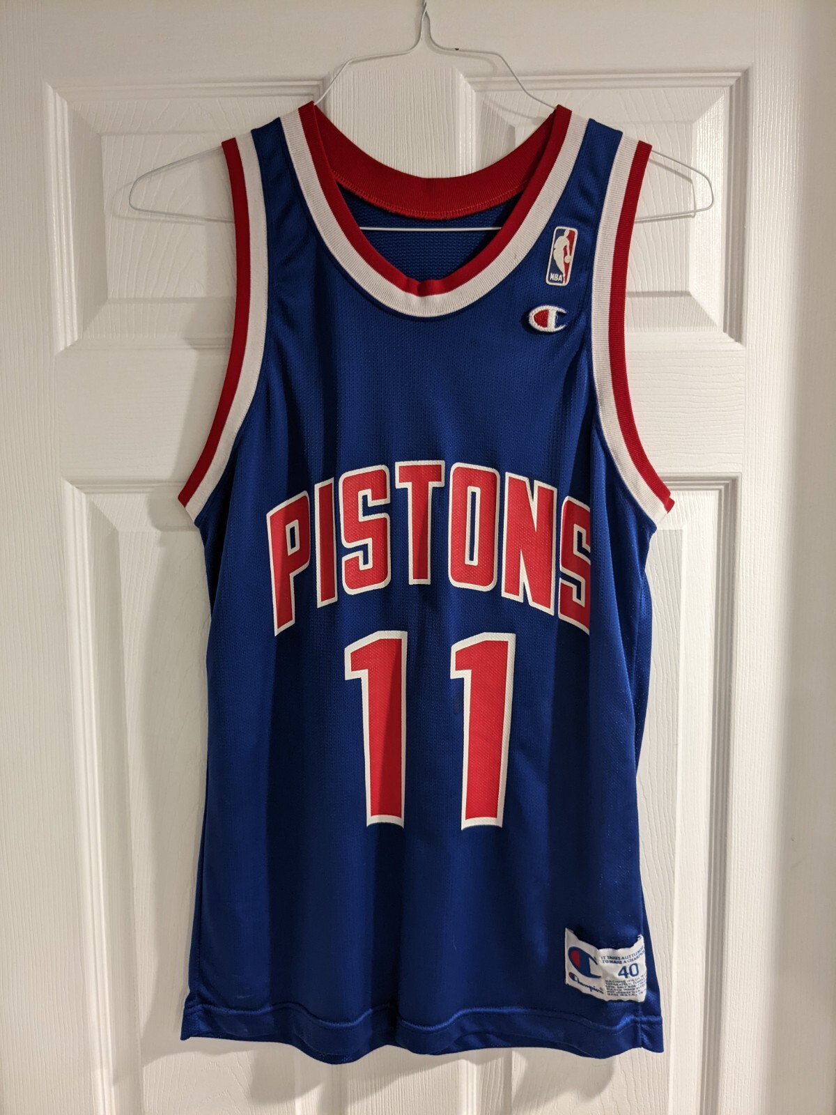Vintage 90s Champion Isiah Thomas Detroit Pistons Blue Authentic Jersey sz. 40