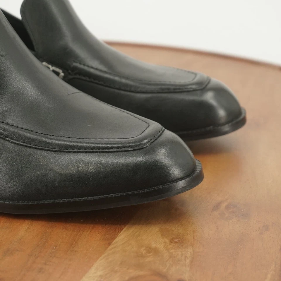 Zapatos de salón Bernardo Eryn para mujer mocasines tacón alto cuero negro sin cordones talla 10M Foto 2 de 4