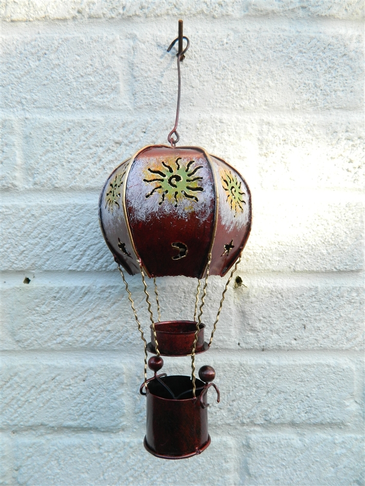 Metal Hot Air Balloon Garden Ornament Tea light Candle Holder Bronze