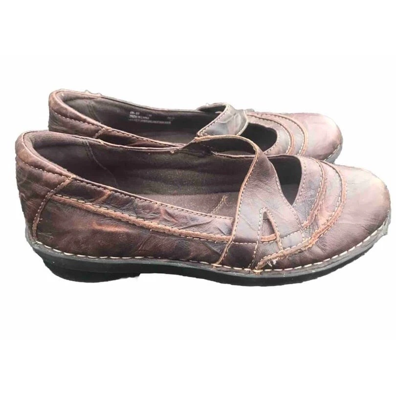 Mocassini Mary Jane Clarks Bendables marroni in pelle pieghettata 7 5
