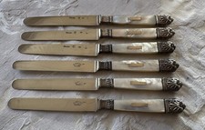 6 RARE ANDRE AUCOC Touron STERLING SILVER Knives PARIS FRANCE 1890'S