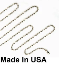 WHOLESALE LOT 1000 BALL CHAIN 2.4mm 24" Nickel Plated 