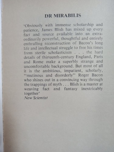 Doctor Mirabilis by James Blish 1984 Historical Novel on Roger Bacon Occultist - Picture 3 of 3