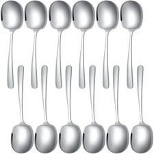 12 Pcs Stainless Steel Serving Spoons Set for Buffet 8.3 Inches Large Serving...