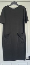 ZARA Black Shift Dress Knee Length Short Sleeve Pockets Size M