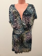 H&M Women’s Abstract Floral Dress Wrap Style Neckline Size L UK 14