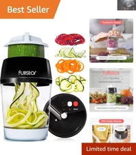 Compact Zucchini Spiralizer - 4-in-1 Veggie Cutter with Storage, Dishwasher Safe