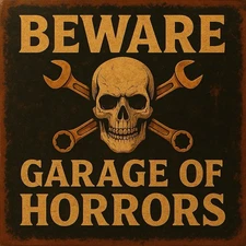Garage Halloween Skull Sign 9x9 Halloween Mancave Rustic Wall Décor Plaque 