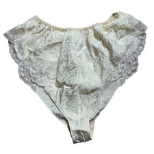 vintage panties High Cut 100 Polyester Silky Satin Small high rise flutter hem
