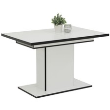 Säulentisch - weiß-schwarz - ausziehbar bis 160 cm Esszimmertisch Küchentisch