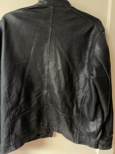 Vintage Kenneth Cole New York Jacket Mens Large Black Genuine Leather Full Zip image 7
