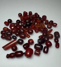 138 Grams Antique Faturan Cherry Amber Bakelite Beads Marbled.