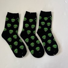 Lot of 3 Pairs Men  s Socks Funny Alien, Casual Socks Wedding Gift