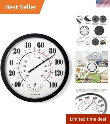 10'' Waterproof Digital Indoor Outdoor Thermometer - Accurate Weather Hygrometer