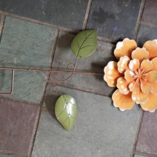 Ashland Metal Flower Yard Stake Orange Green Fall Outdoor 23 in Garden Decor