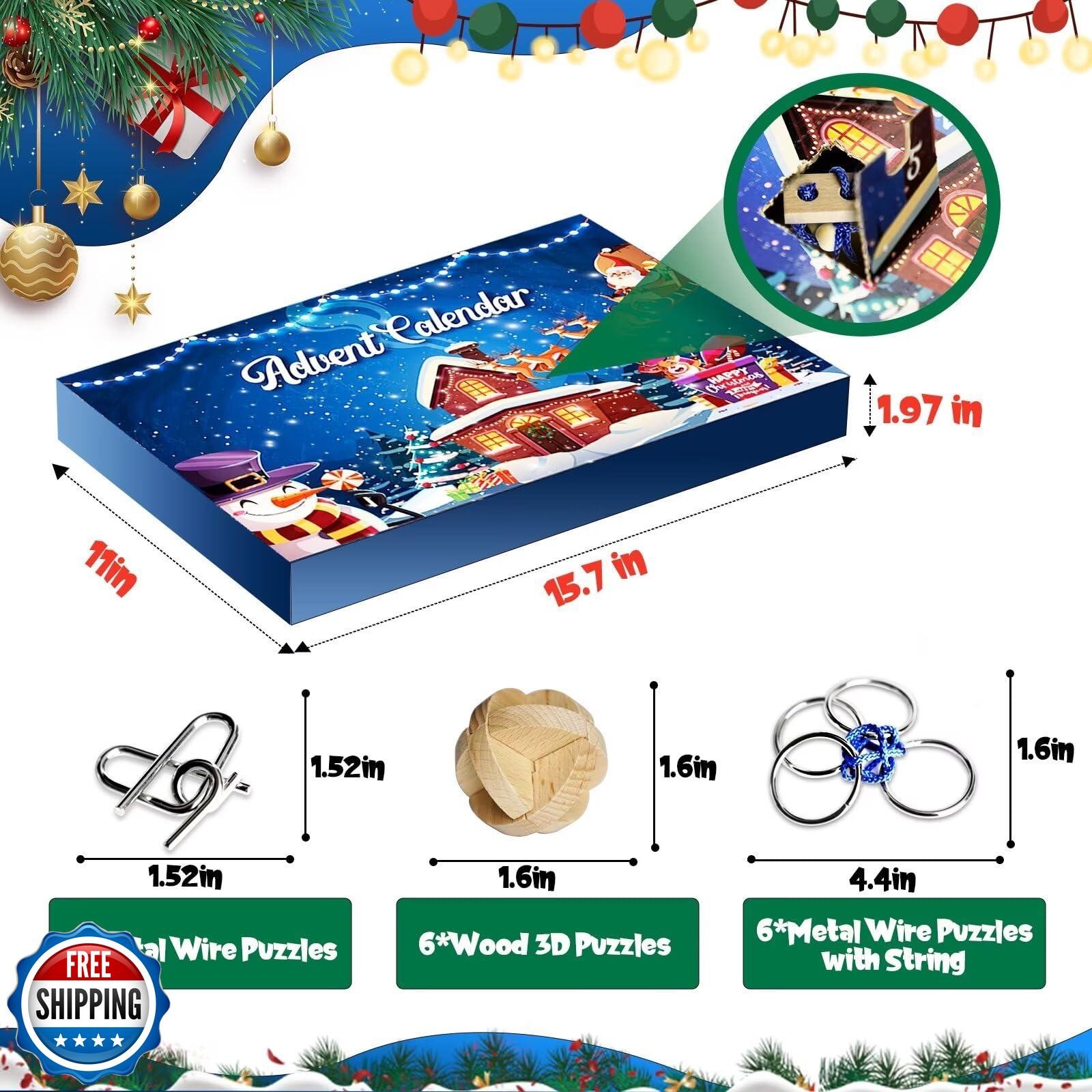 Advent Calendar 2025 - Brain Teaser Puzzles for Teens Adults Older Kids, 24 P