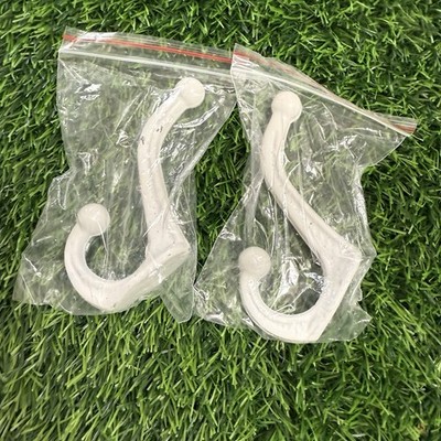 2 White Distressed Wall Hooks (no screws)