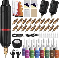 Tattoo Kit Tattoo Complete Wireless Tattoo Machine Kit 2 Tattoo Batteries 20