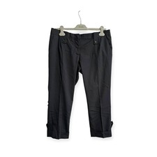 Prada Women's Wool Pants 2006 Size IT 46 Black/Blue Utility Detail Made in Italy