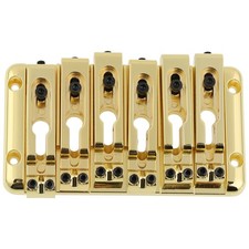Deluxe 6-String Electric Bass Bridge with Adjustable Saddles Gold