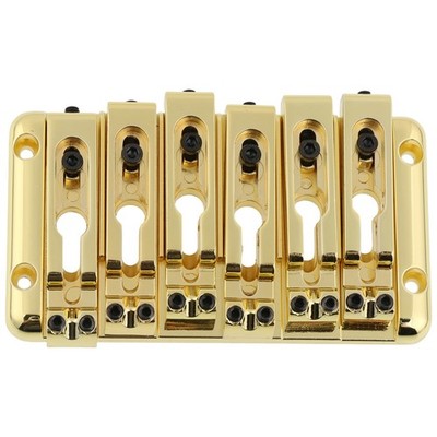 Deluxe 6-String Electric Bass Bridge with Adjustable Saddles Gold