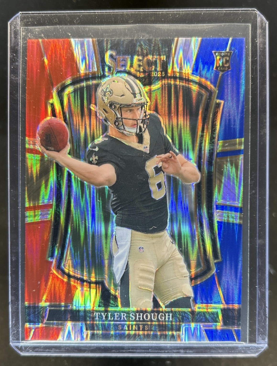 2025 Panini Select Tyler Shough Premier Level RC Red and Blue Prizm Shock #141