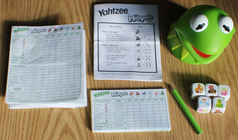 The Muppets Yahtzee Collector’s Edition Hasbro w/ Kermit Dice Cup & Custom Dice - Image 4 of 4