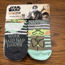 Star Wars Mandalorian Women's Shoe Size 4-10 Graphic No Show Socks 10 Pairs NWT