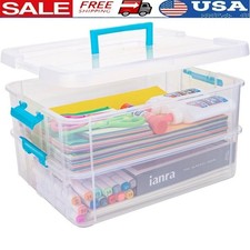 Stackable Storage Organizer W/ 2 Layer Design Craft Art Supplies Makeup Toys New