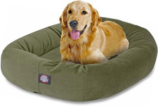 40 Inch Suede Calming Dog Bed Washable 40X29X9 Inch   Cozy Soft round Donut Do
