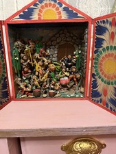Vintage Peruvian Retablo  Folk Art Diorama Box Latin America Peru Wedding Scene