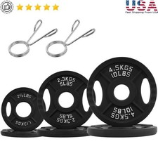 Classic Cast Iron Weight Plates 35lb Set 2 Inch Olympic Strength Training New