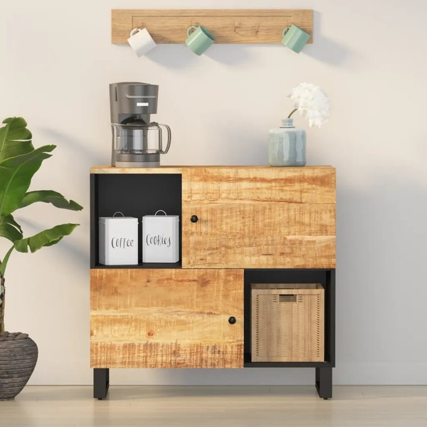 Sideboard Massivholz Mango 2 TüRen 80X33X75 Cm Handgefertigt-image