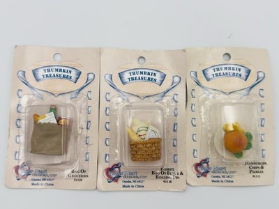 Vintage Thumbkin Treasures Miniature Food Set Dollhouse 1:12 Scale NOS Minis