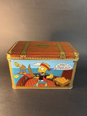Vintage Simpson's Bank Tin Box Treasure Chest Coin Bank Butterfinger - Empty