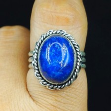 Natural Lapis Lazuli Gemstone 925 Sterling Silver Proposal Ring For Gift