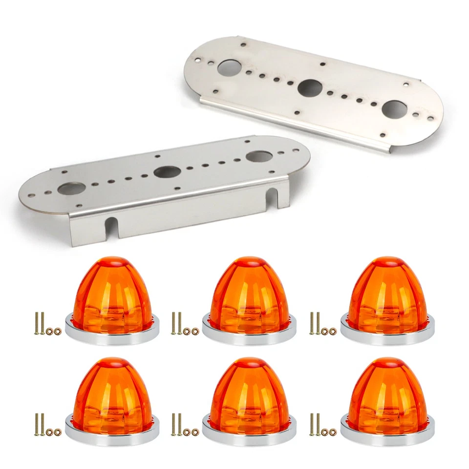 For Peterbilt Radius LED Watermelon Lights with Air Cleaner Brackets - Stainless Foto 2 de 4