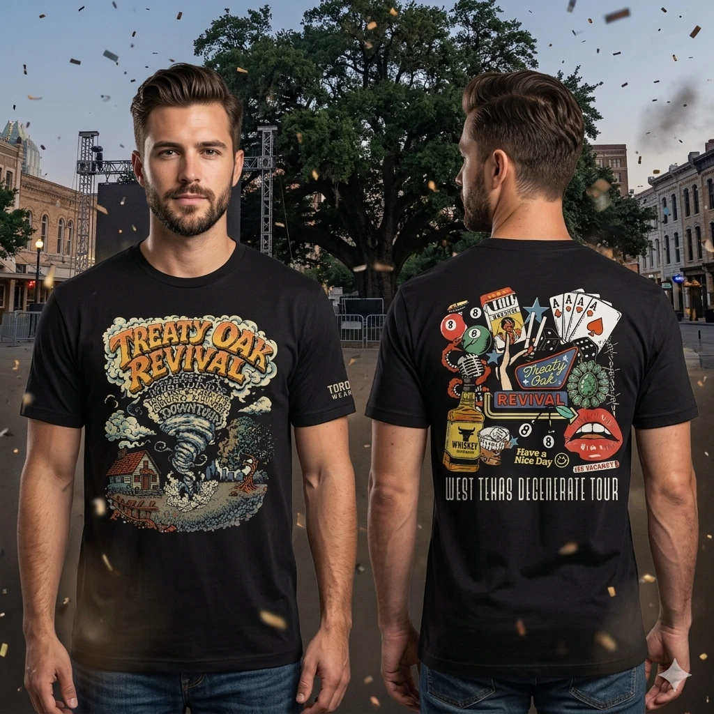 Treaty Oak Revival West Texas Degenerate Tour 2026 Double Sided T-Shirt Hoodie