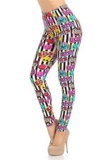 Buttery Smooth Stripes Love and Kisses Extra Plus Size Leggings - 3X-5X