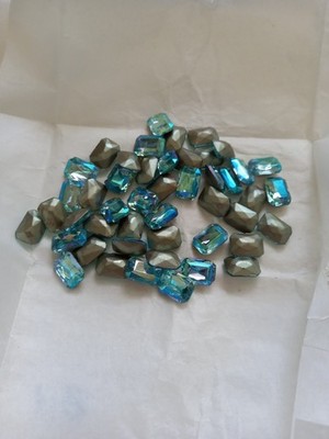 Preciosa 14x10mm Aquamarin Titania Octagons. foliert.  Unbenutzt.  47 Teile