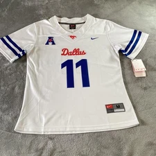 SMU Mustangs Football Jersey Youth Medium White NCAA Dallas Rice 11 Nike