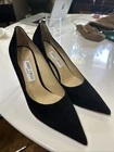 Excellent Cond. Worn once Jimmy Choo Romy 85 Black Suede Pointed Toe Pumps sz:40