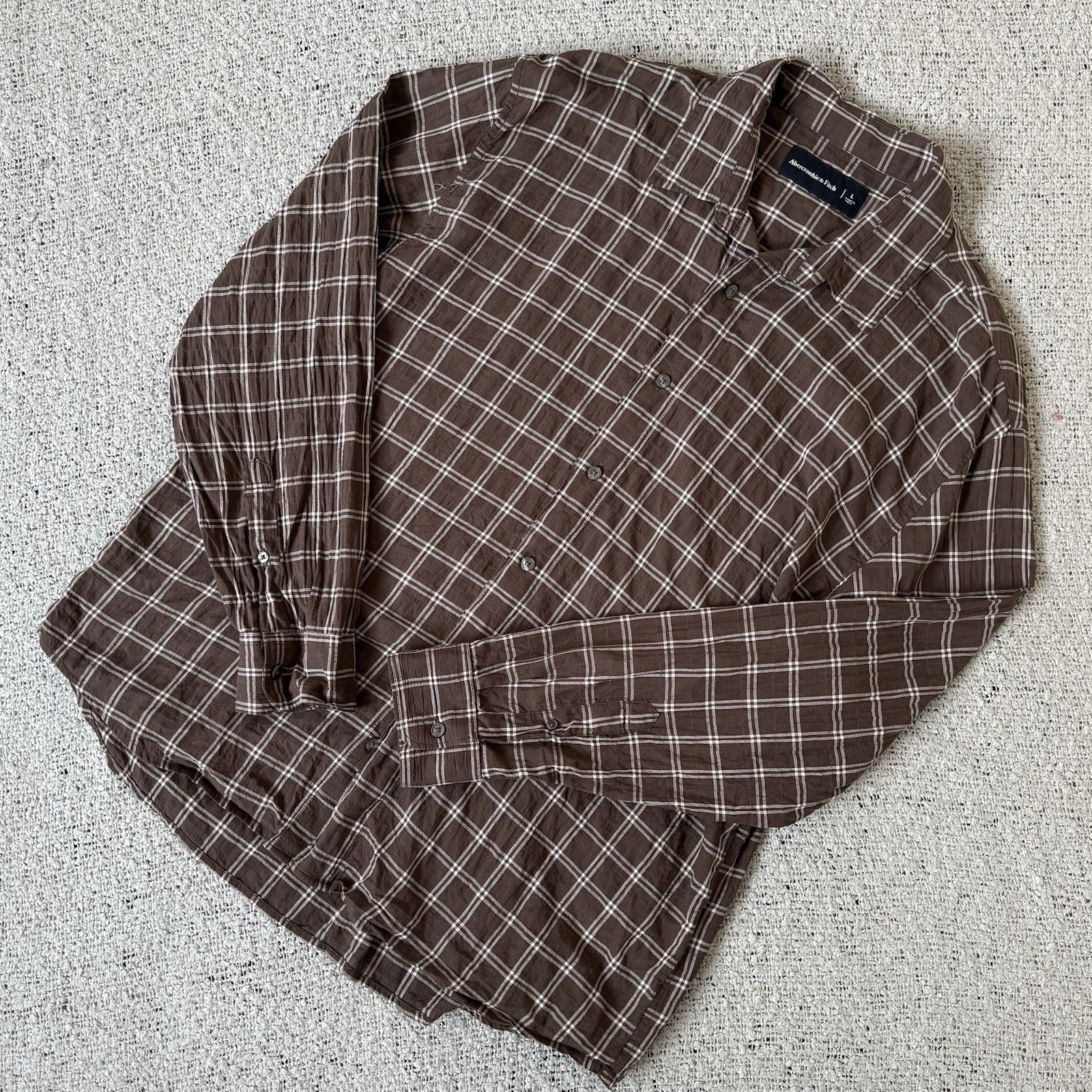 Abercrombie & Fitch Brown Plaid Button Down Shirt Men’s Large L Cotton Casual