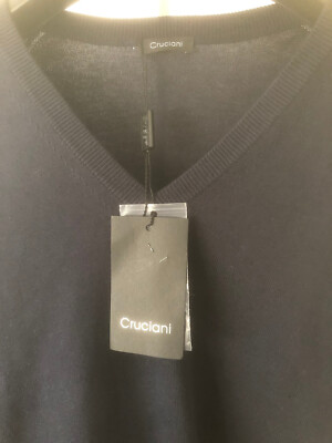 Cruciani - Herren Shirt V-Ausschnitt kurz aus 100% Baumwolle blau Tinte Gr. 56 