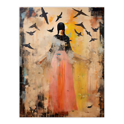 Die Vogelkönigin von Shannon Schmied Portrait Amseln Wandbild Poster Druck